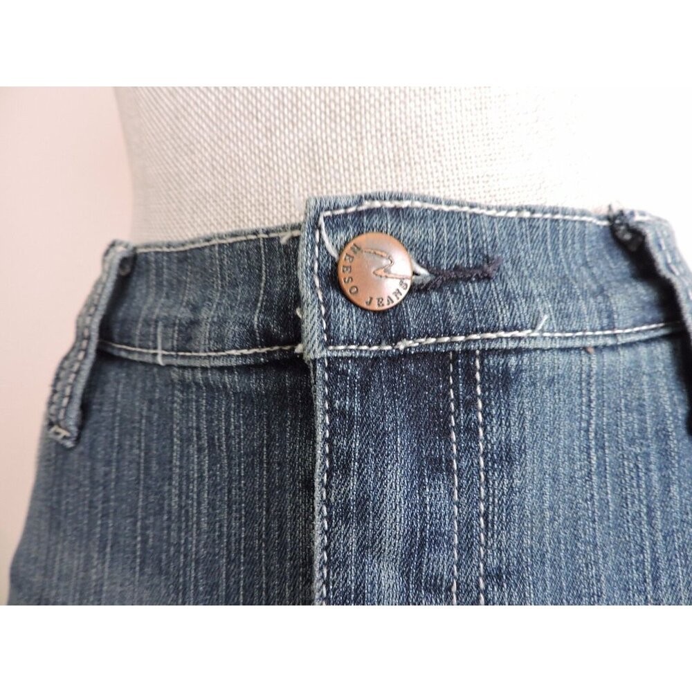 Neeso Jeans Denim Skirt Straight 34" Long Modest 15/16 Beaded Back Pockets EUC - Picture 3 of 11